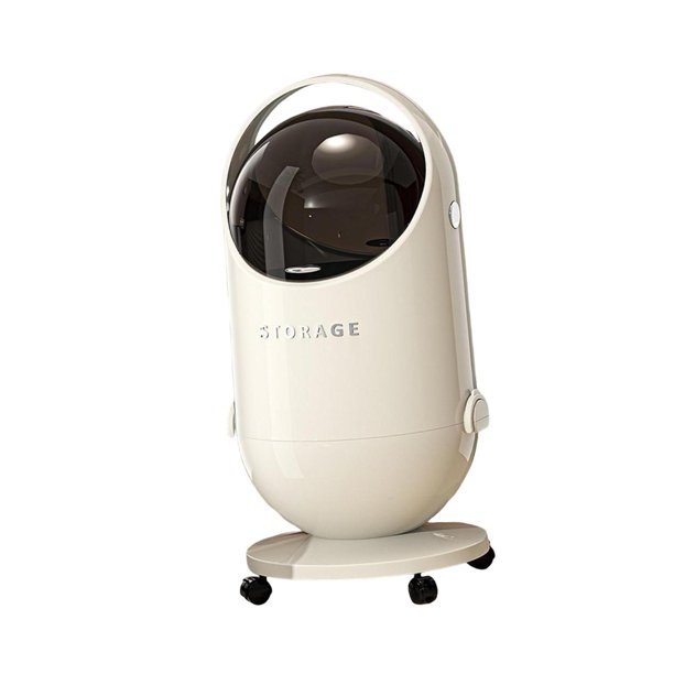Cubo de basura de gran capacidad tipo prensa con ruedas giratorias de 360 grados, tapa hermética y Blanco