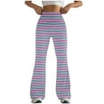 thumbnail image 4 of QATAINLAV Womens Flare Leggings, High Waisted Flared Leggings Bootcut Casual Workout Yoga Pants Fashion Stripe Bell Bottom Pants Fall Clothes White XL, 4 of 8