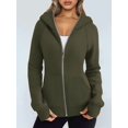 thumbnail image 5 of Womens Zip Up Hoodies Fleece Jackets Oversized Sweatshirts Fall Fashion Outfits Sweaters Winter Clothes  Green S, 5 of 7