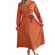 thumbnail image 2 of Vestido Plisado de Larga con Cuello en V y Lunares para Mujer, Informal, Holgado y con Cinturón Color Naranja S, 2 of 10