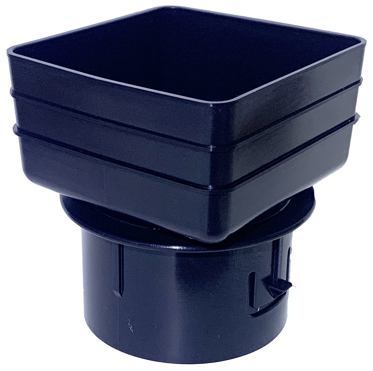 4x4x4 Universal Downspout to Drain Pipe Adapter, Black