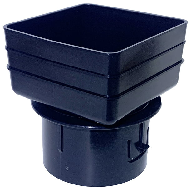 4x4x4 Universal Downspout to Drain Pipe Adapter, Black