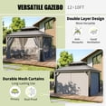 thumbnail image 7 of Clouddwell 10' x 12' Hardtop Gazebo with Double Roof, Aluminum Frame Outdoor Patio Gazebo with Netting & Curtains, Metal Roof Canopy with Built-in Drainage System, 7 of 7