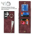 thumbnail image 2 of ELEHOLD for Samsung Galaxy S22 Ultra 6.8" Vintage Leather Wallet Case,Practical Card Holders RFID Blocking Zipper Wallet Kickstand Ring Holder Shockproof Anti-Scratch Case for Women Men,Winered, 2 of 8