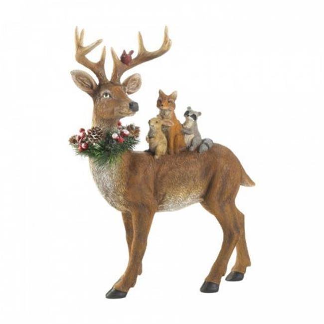 Christmas Collection 10018999 Standing Woodland Reindeer Decor, Blue