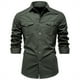 thumbnail image 1 of pstuiky camisa de manga larga para hombre, Blusa informal de manga larga con botones y parches lisos para hombre camisetas de hombre m, 1 of 4