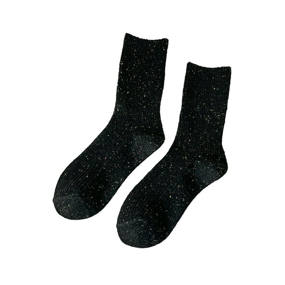 harmtty Dotted Yarn Pattern Socks Women Cotton Blend Socks Women Cotton Blend Mid-calf Socks Dotted Yarn Pattern Soft Skin-friendly Warm Color Solid Color Black