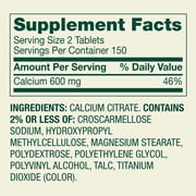 Spring Valley Calcium Citrate Dietary Supplement Tablets for Bone Health, 600 mg, 300 Count