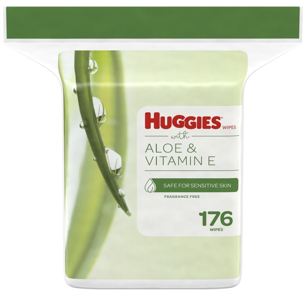 Huggies Aloe & Vitamin E Baby Wipes, Unscented, 1 Refill Pack (176