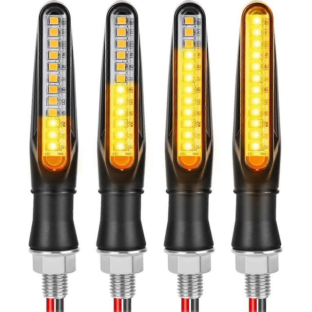 4PCS Motorcycle Indicators, Flowing Mode Turn Signal Lights Motorcycle Turn Indicators, 12V 12 LED Universal Waterproof for Scooter Quad Cruiser Off R