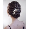 thumbnail image 4 of Bridal Hair Pieces, Beusoulove Wedding Hair Pin Crystal Flower Hair Accessories with Rhinestone and Faux Pearl for Girls, Women, Silver, 2 Count (Pack of 1), 4 of 5
