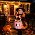 thumbnail image 4 of Ouuluon Sturdy Halloween Plaid Storage Basket, 9x9 inch Ghost Pumpkin Decorative Handheld Basket for Home Party, 4 of 6