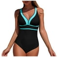 thumbnail image 1 of WUANDIXFA Maillots de Bain pour Femmes Contrôle du Ventre Robe de Bain Mode pour Femmes Maillots de Bain pour Dames Maillots Rehausseur Maillot de Bain Bleu Foncé,TG, 1 of 6