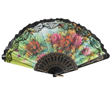 

DUAONETS Chinese Style Lace Hand Held Folding Fan Dance Party Wedding Decor