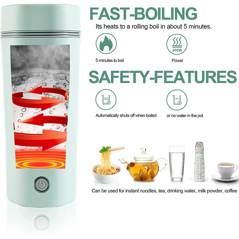 1pc Portable Travel Electric Kettle - Small Electric Bottle/heating Cup/bottle  - Single Person Tea Set - Quick Boiling Hot Water Mini Boiler/heater -  350ml