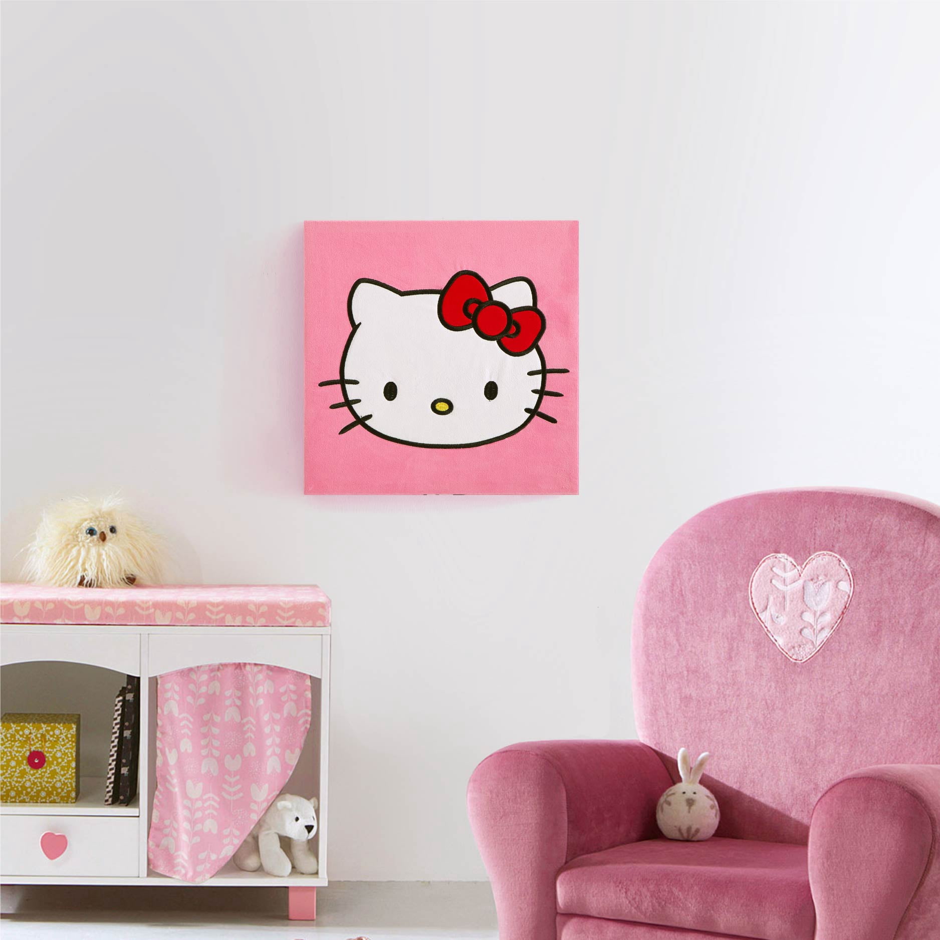 Sanrio Hello Kitty Plush Textured Wall Art for Kids, 12" x 12"