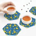 thumbnail image 3 of KLL Drink Coasters Set Hexagon of 4,PU Leather Absorbent Coasters Set Decorative Coffee Cup Coasters Housewarming Gift for Home Decor-Rubber Duck, 3 of 5