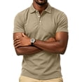 thumbnail image 2 of Mens Polo Shirts Buttons Short Sleeve Basic Business Shirts Breathable Soft Casual Performance Classic Fit Shirts Champagne 2XL, 2 of 6