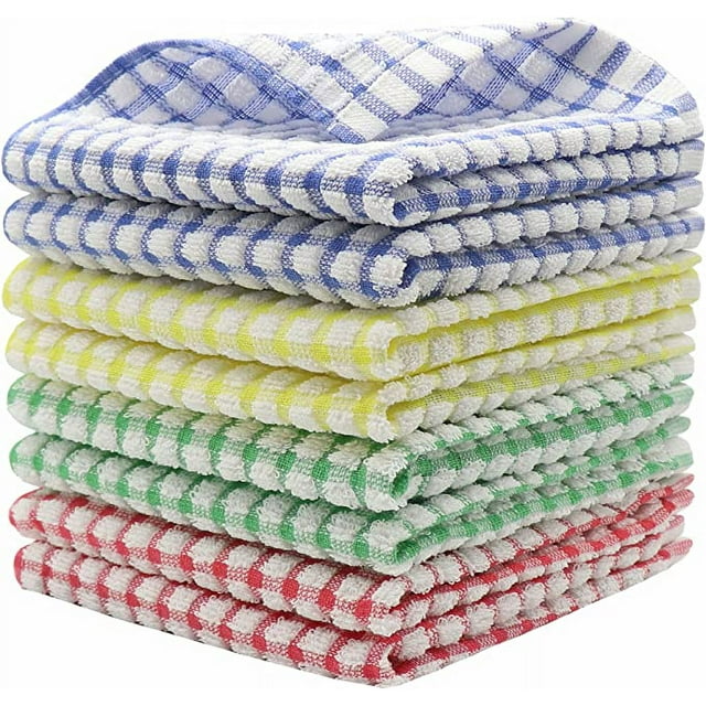 Trapos de algodón para platos, paños para platos ordenados, toallas para platos a granel, juego de 8 trapos de limpieza de cocina, paños de limpieza suaves y absorbentes JM