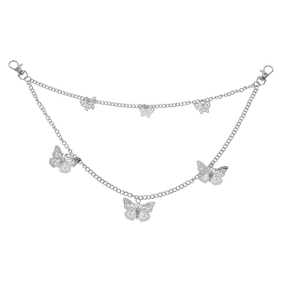 Unique Bargains 1 Pc Adjustable Waist Belt Delicate Butterfly Charms Adjustable Waist Cord Women Silver Tone