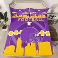 thumbnail image 3 of Homewish Cartoon Sport Helmet Twin Sheet Sets for Teen, Modern Football Soccer Lover Twin Fitted Sheet, Purple Gold Flat Sheet, Super Cozy Room Decor, 3-Piece, 3 of 8