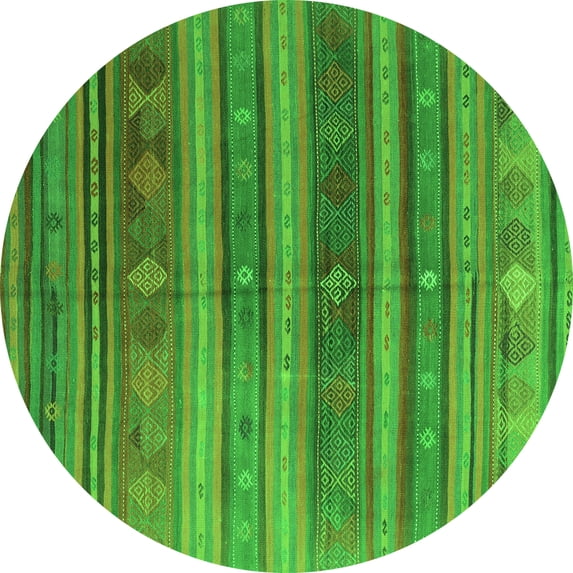 Ahgly Company Indoor Round Southwestern Green Country Area Rugs, 7' Round