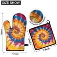 thumbnail image 6 of Colorful Rainbow Tie Dye Spiral Pattern Kitchen Oven Mitt and Pot Holder Sets 4 Pcs for Baking, Cooking and Grilling, Heat Resistant Up To 392 °F, 6 of 7