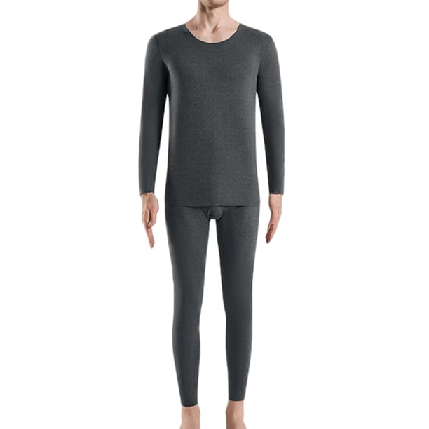 Minnieouse Conjunto de ropa interior para hombre, calzoncillos largos térmicos elásticos de Color sólido para mujer, capa base cálida, vestido Ropa interior hombres grises