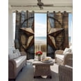 thumbnail image 6 of Rustic Star Brown Kitchen Curtains Vintage Farmhouse Wooden Grain Art Cafe Short Curtains for Bathroom Blackout Window Curtain Grommet Small Window Treatment Drapes for Bedroom Living Room 42"x45"x2, 6 of 9