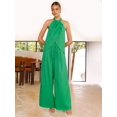 thumbnail image 2 of Women'S 2 Piece Outfits 2025 Summer Casual Sleeveless Mock Neck Crop Tops Wide Leg Pants Set Green M, 2 of 7
