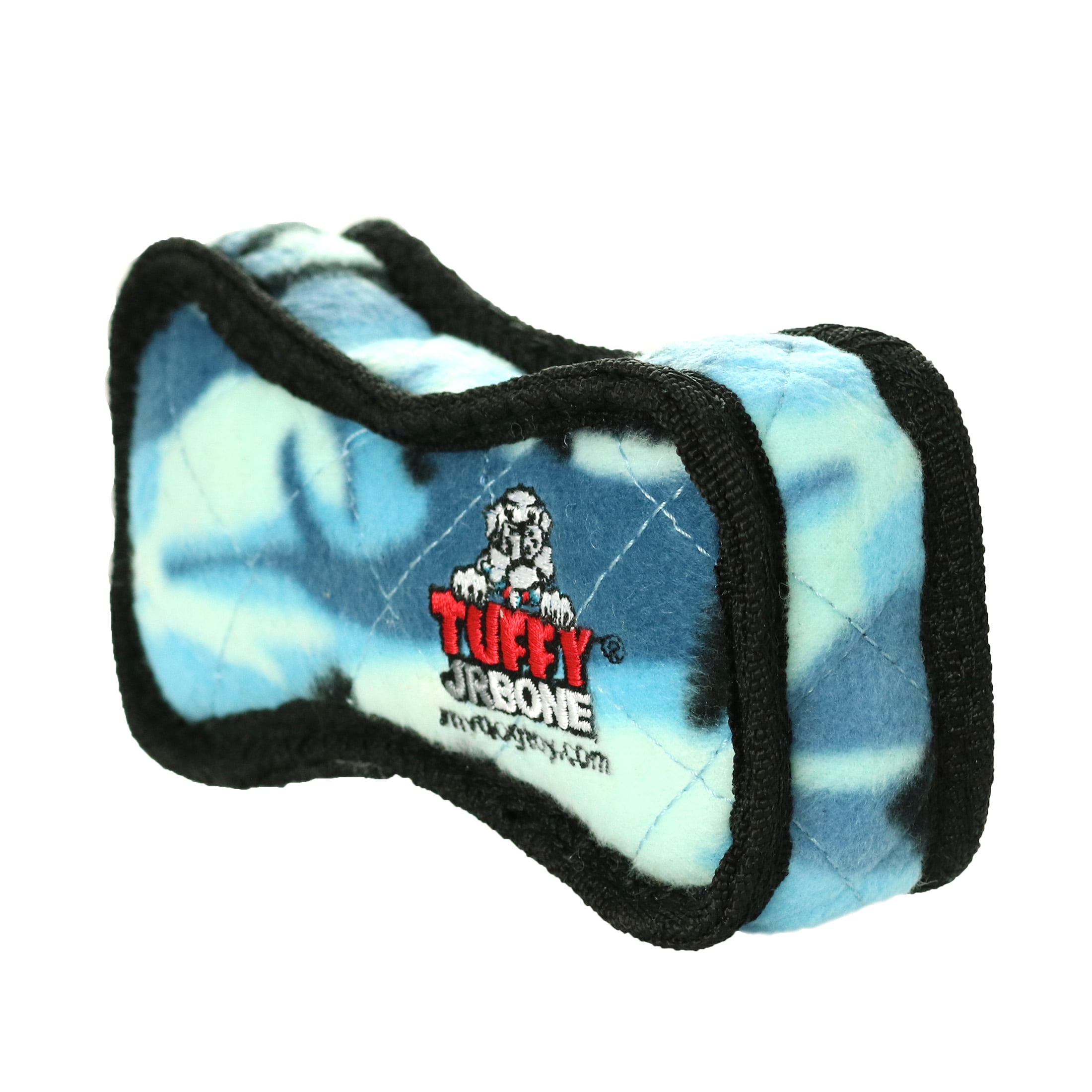 Tuffy Junior Bone2 Camo Blue Durable Plush Squeaky Dog Toy