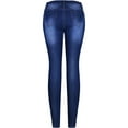 thumbnail image 2 of 2Luver, Women's, Stretchy 5 Pocket Destroyed Denim Blue Skinny Jeans, Denim Blue, 7, 2 of 2