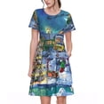 thumbnail image 1 of Xecao Arbre de Noël pour Femmes Robe Midi à Manches Courtes d'Été avec Poches Robe Décontractée Fluide T-Shirt Robe de Plage, 1 of 6