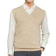 thumbnail image 2 of Hevirgo Sleeveless Loose Warm Sweater Vest Men Solid Color V-neck Pullover Waistcoat for Daily Wear, 2 of 8
