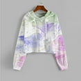 thumbnail image 2 of Xudanell Womens Cropped Sweatshirt Tie Dye Graphic Print Hoodie Women Blouses Sweatshirt Going Out Top Sky Blue M, 2 of 5