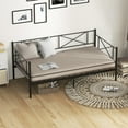 thumbnail image 2 of Giantex win Size Metal Daybed Frame, Sofa Daybed w/Heavy-Duty Metal Slats, Mattress Foundation, No Box-Spring Needed, Black, 2 of 8