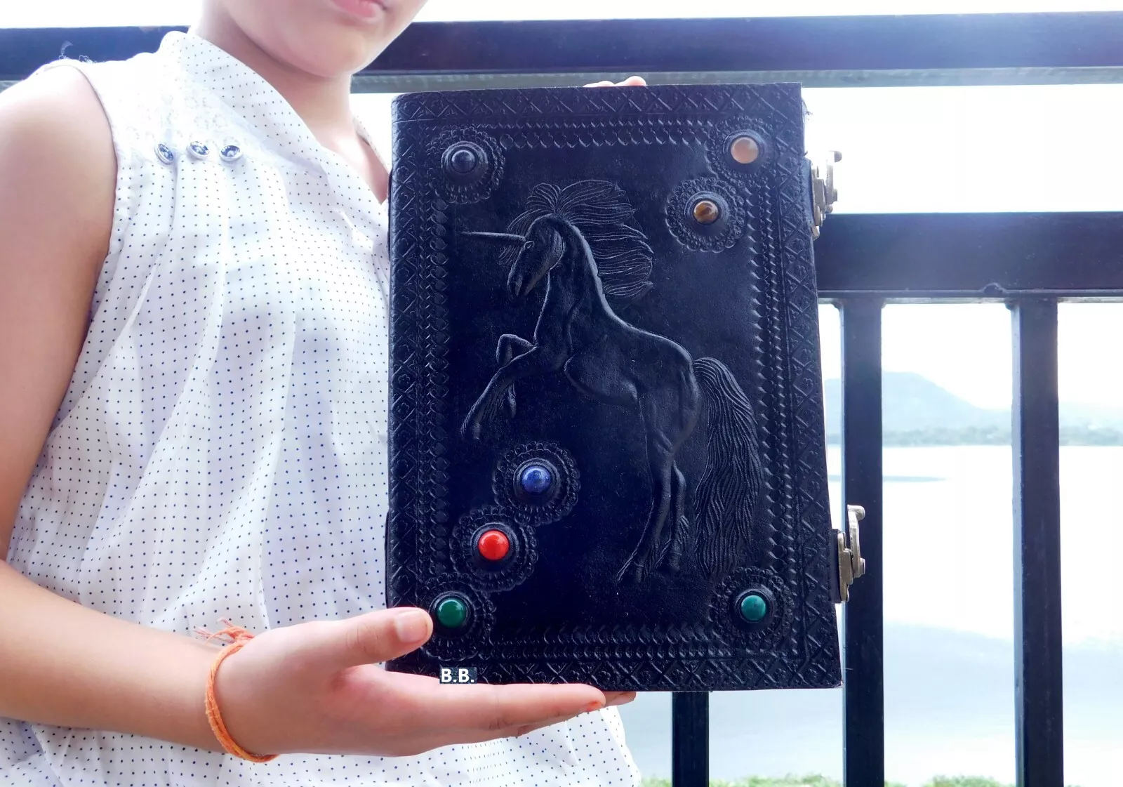 Handcrafted Embossed Design Vintage Leather Bound Journal Unicorn Grimoire Book of Shadow Spell Diary Blank Notebook For Men & Women