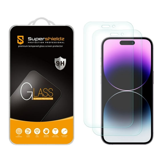 (2 Pack) Supershieldz Designed for iPhone 14 Pro (6.1 inch) Tempered Glass Screen Protector, Anti Scratch, Bubble Free