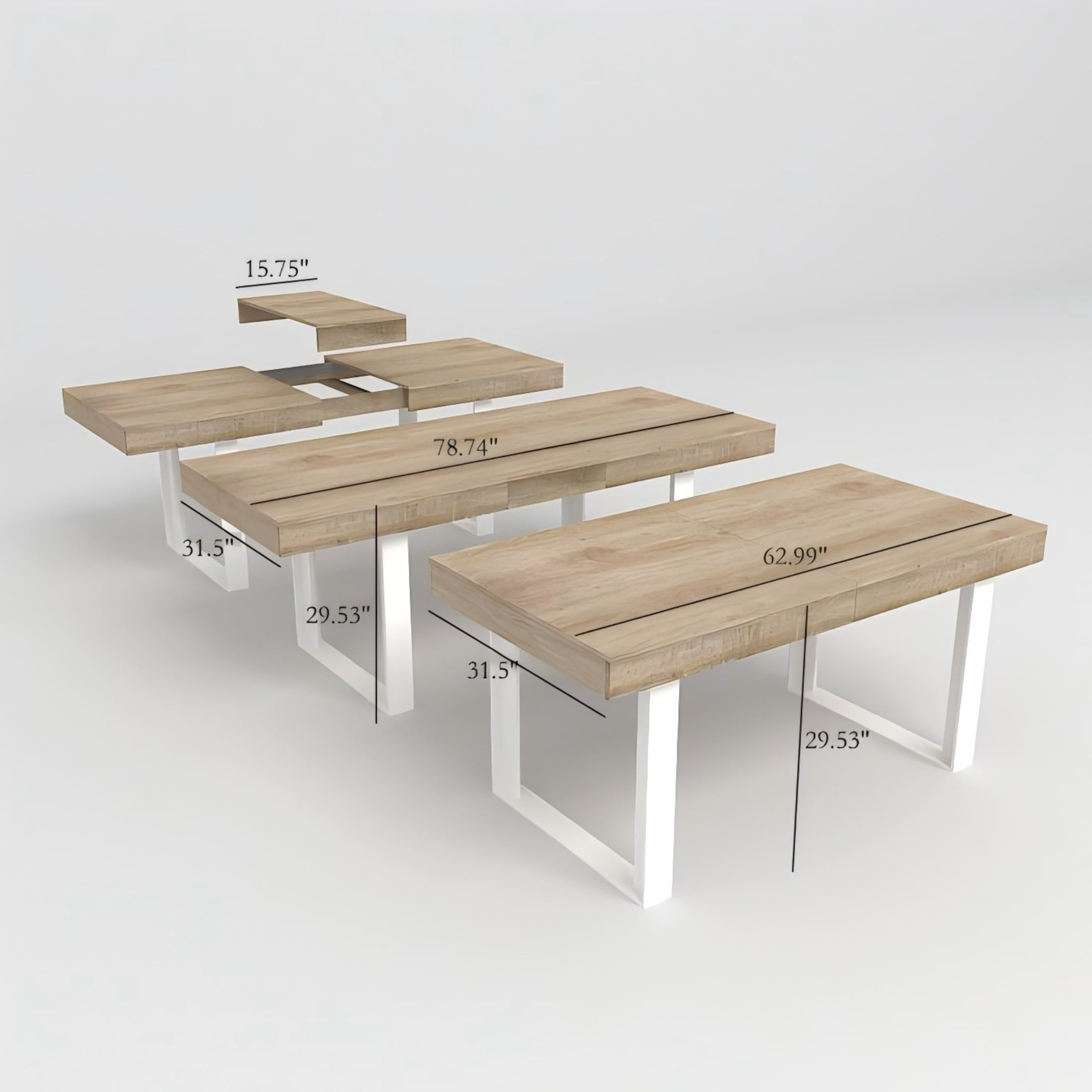 Noble House Alverric 78.74" Modern Farmhouse Extendable Dining Table for 6–10, Dining Room Conference, White Oak