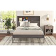 thumbnail image 4 of Dawn Whisper Full Size Platform Bed with Storage Headboard, Sockets and USB Ports, Antique Gray, 4 of 14
