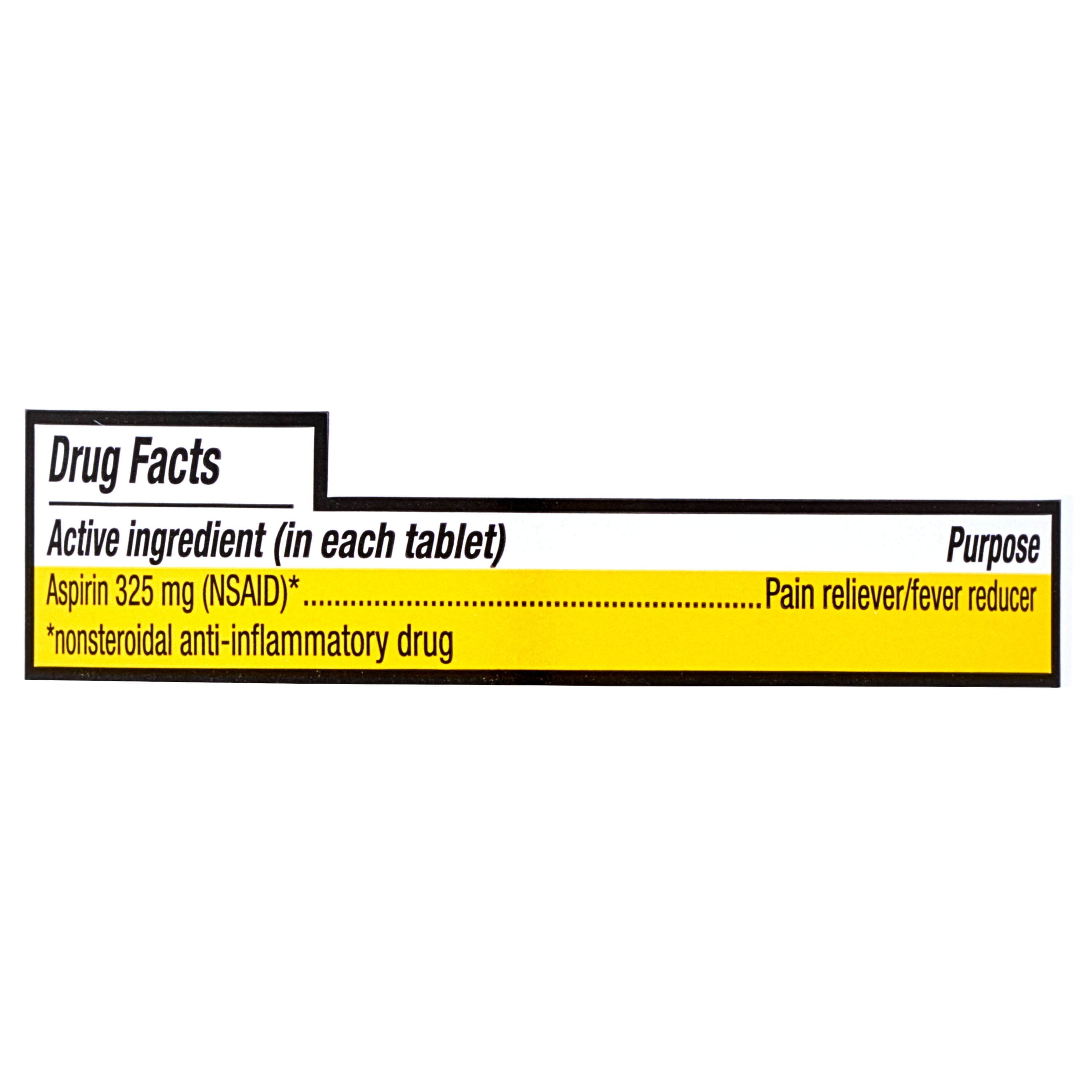 Equate Aspirin Pain Reliever/Fever Reducer Coated Tablets, 325mg, 500 Count, Compare to Genuine Bayer® Aspirin Active Ingedient
