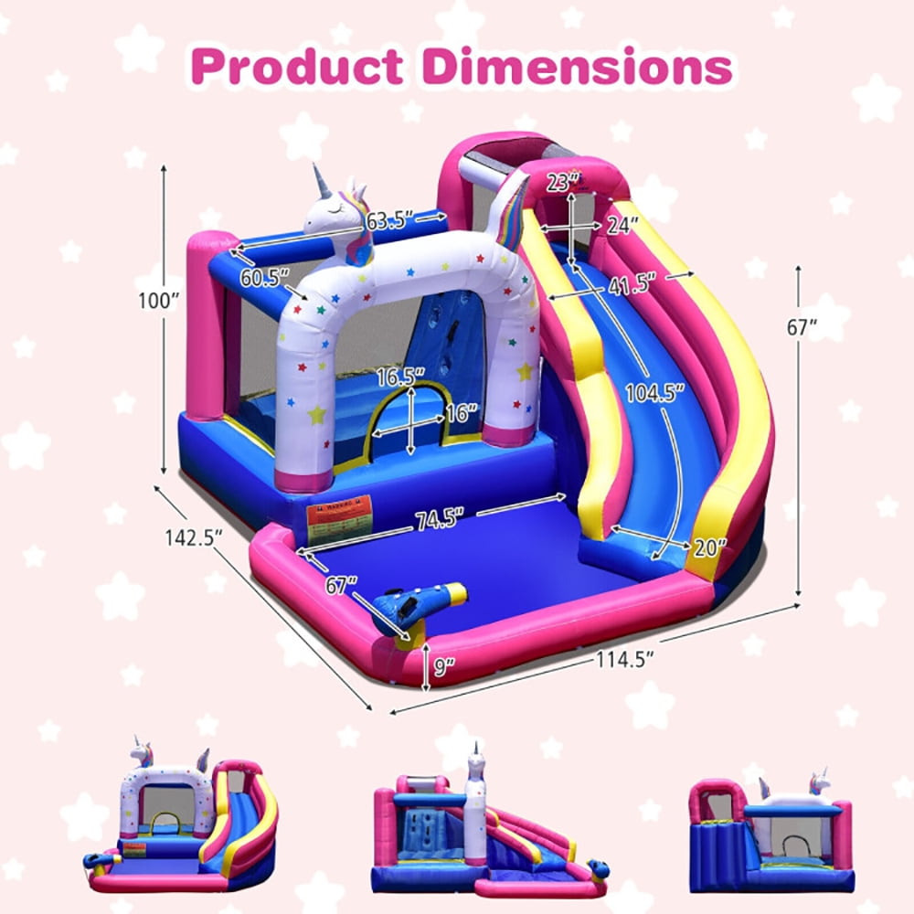 Aimee Lii Unicorn Bounce Castle with 480W Air Blower, Kids Bounce House for 3-12