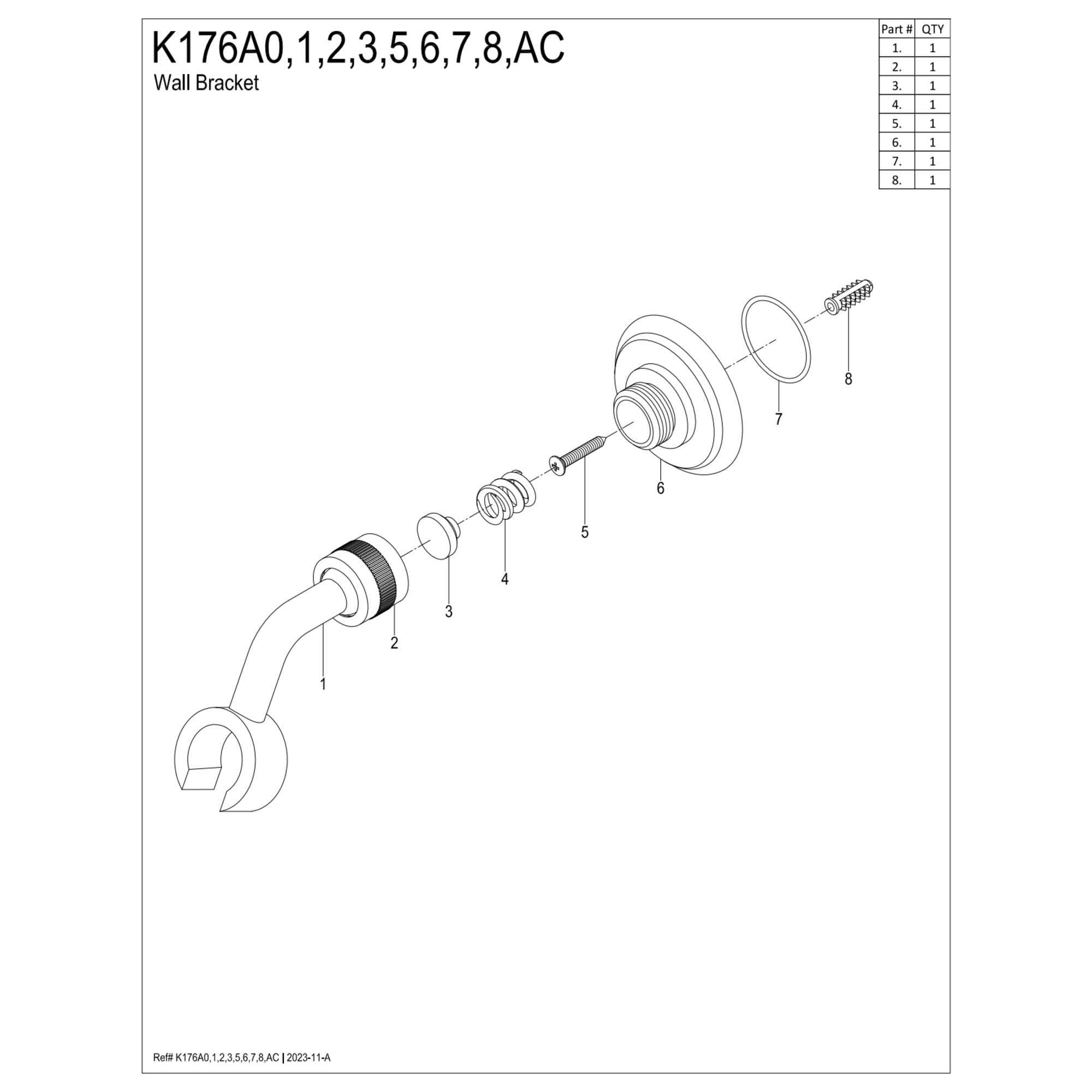 Kingston Brass K176A8 Heritage Hand Shower Wall Mount Bracket in Brushed Nickel