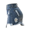 thumbnail image 5 of Njagoc3 Womens Denim Shorts with Ripped Details, High - Low Hem, Summer Street Style, Regular Fit, 5 of 6