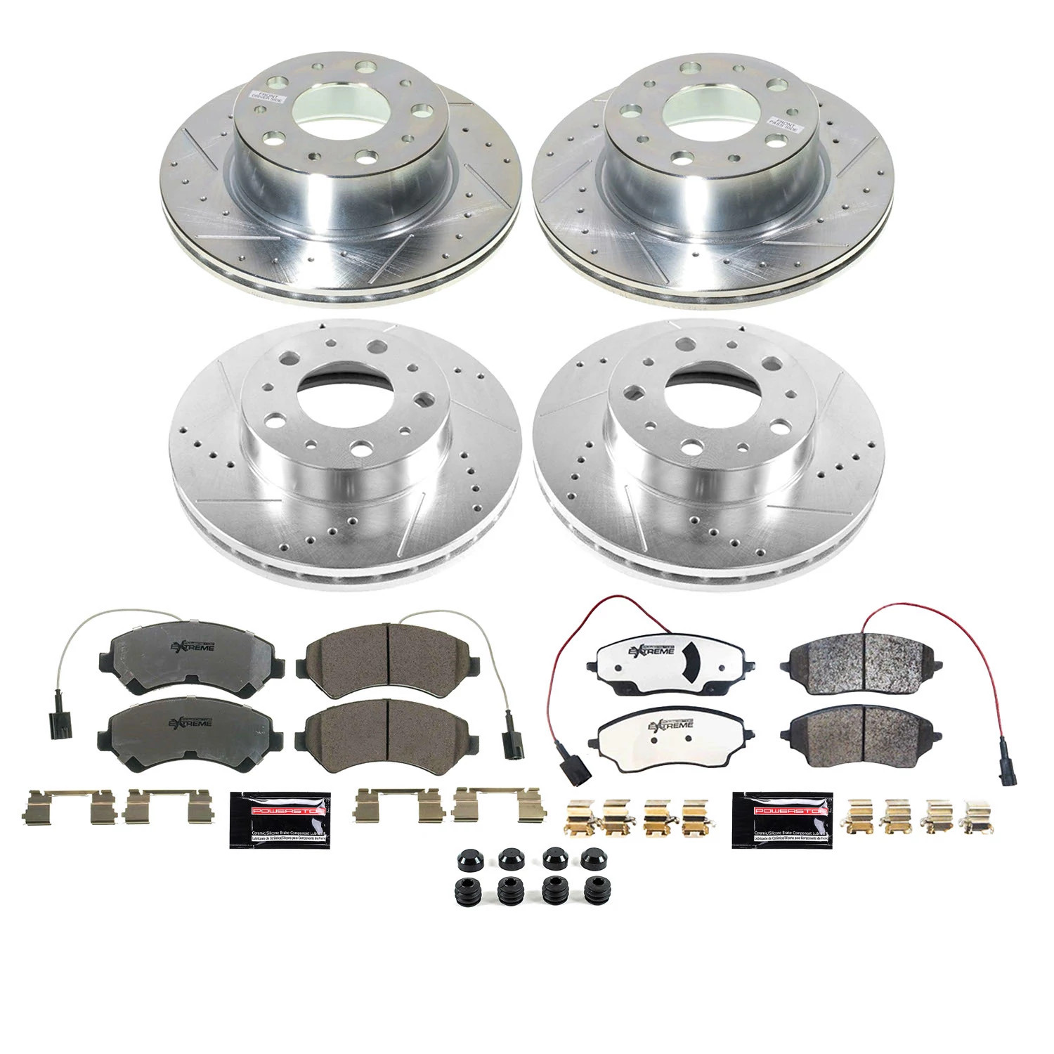 PowerStop Front and Rear Z36 Truck & Tow Carbon-Fiber Ceramic Brake Pad and Drilled and Slotted Rotor Kit Fits: Select Models K9139-36