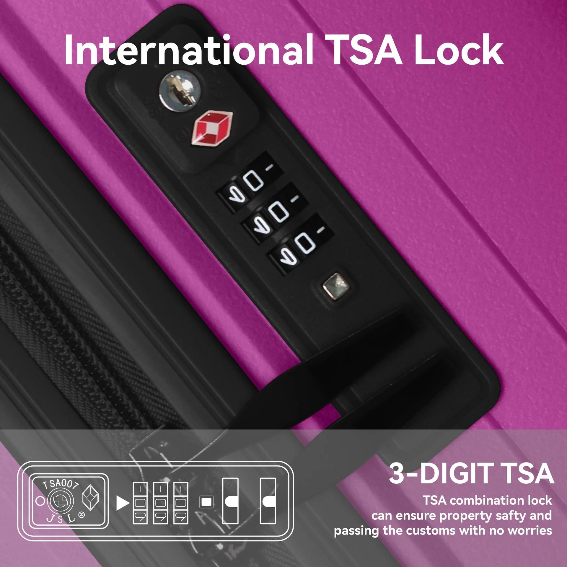Unisex Luggage Set of 3 with 20" 24" 28", Honeycomb-Patterned Suitcase with 3-Step Push Botton Handle & TSA-Lock