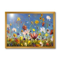 Designart 'Wildflowers and Daisies In Summer Garden Field II' Traditional Framed Art Print