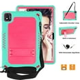 thumbnail image 3 of FIEWESEY for TCL Tab 10 5G Tablet Case with Shoulder Strap Soft Silicone&Hard Back Hybrid Shockproof Kids Friendly Case for TCL Tab 10s 10.1" FHD Model 9081X/TCL Tab 10 5G TCL-9183W (Green/Pink), 3 of 6