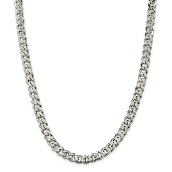 Auriga Fine Jewelry 925 Sterling Silver 8 mm Curb Chain Necklace for Mens 18"