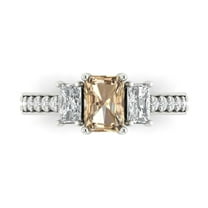 1.88 ctw 3 Stone Anniversary Ring for Women | Emerald Cut Yellow Moissanite | Hyperallergenic Solid 18K White Gold